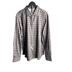 Joseph Abboud Men's Gray Multi Check Long-Sleeve BD Dress Shirt Size XL NWT